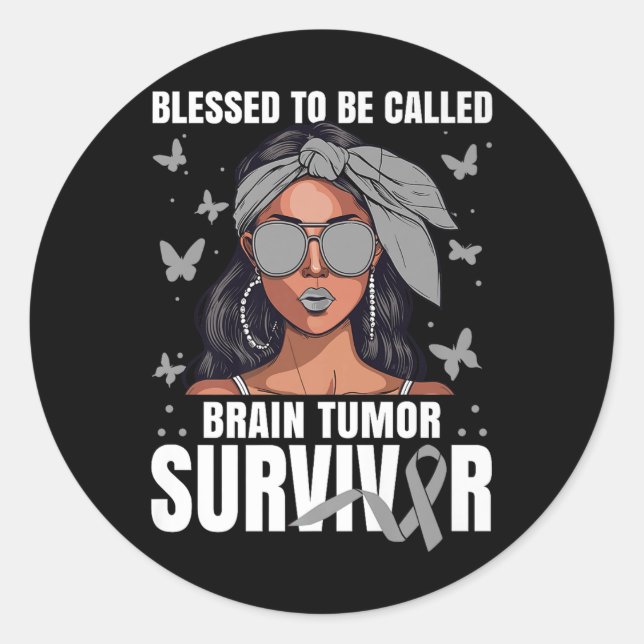 Brain Tumour Awareness Blessed Glioblastoma Surviv Classic Round Sticker (Front)
