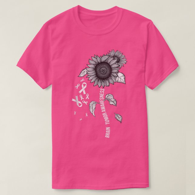 Brain Tumour Awareness Cancer  Brain Cancer Sunflo T-Shirt (Design Front)