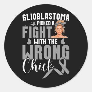 Brain Tumour Awareness Fight Wrong Chick Glioblast Classic Round Sticker