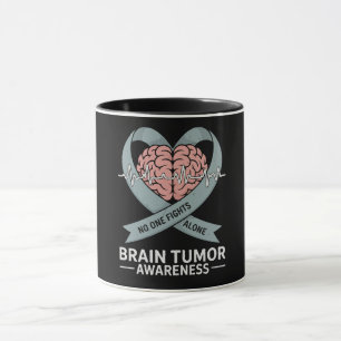 Brain Tumour Awareness Grey Ribbon Brain Heart Mug