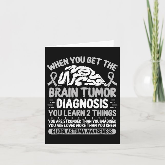 Brain Tumour Awareness Grey Ribbon Glioblastoma Di Card (Front)