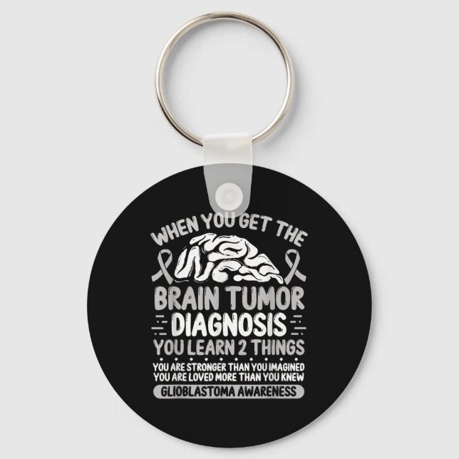 Brain Tumour Awareness Grey Ribbon Glioblastoma Di Key Ring (Front)