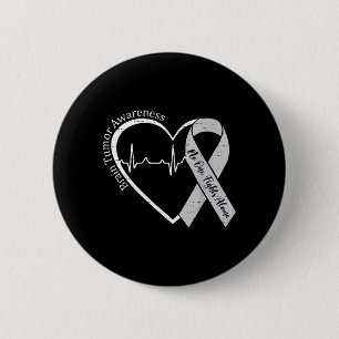 Brain Tumour Awareness Heart Brain Cancer Grey 6 Cm Round Badge