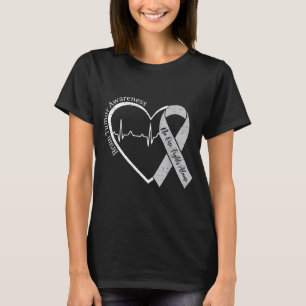 Brain Tumour Awareness Heart Brain Cancer Grey T-Shirt