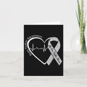 Brain Tumour Awareness Heart Grey Ribbon Men Women Card