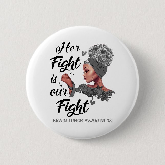 Brain Tumour Awareness Her Fight Is Our Fight 6 Cm Round Badge (Front)