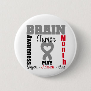 Brain Tumour Awareness Month Heart Ribbon 6 Cm Round Badge