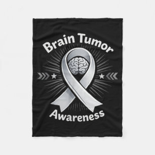 Brain tumour awareness ribbon in may wear grey fleece blanket