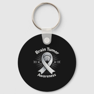 Brain tumour awareness ribbon in may wear grey key ring