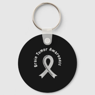 Brain tumour awareness ribbon in may wear grey key ring
