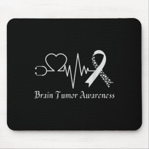 Brain tumour awareness ribbon in may wear grey mouse mat