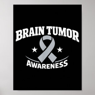 Brain tumour awareness ribbon in may wear grey poster