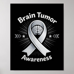 Brain tumour awareness ribbon in may wear grey poster