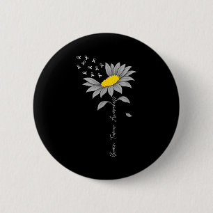 Brain tumour awareness sunflower grey ribbon brain 6 cm round badge