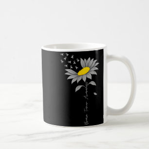 Brain tumour awareness sunflower grey ribbon brain coffee mug