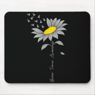 Brain tumour awareness sunflower grey ribbon brain mouse mat