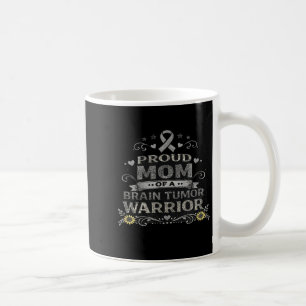 Brain tumour awareness warrior mum grey ribbon coffee mug