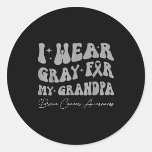 Brain tumour awareness wear grey for grandpa classic round sticker