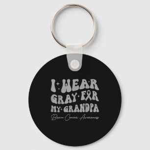 Brain tumour awareness wear grey for grandpa key ring