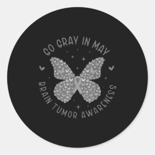 Brain tumour awareness wear grey in may strong classic round sticker
