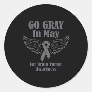 Brain tumour awareness wear grey in may strong classic round sticker