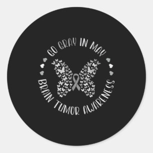 Brain tumour awareness wear grey in may strong classic round sticker
