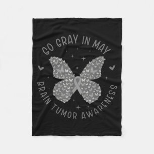 Brain tumour awareness wear grey in may strong fleece blanket