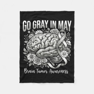 Brain tumour awareness wear grey in may strong fleece blanket