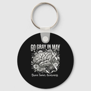 Brain tumour awareness wear grey in may strong key ring
