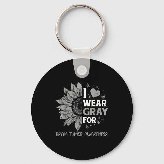 Brain tumour awareness wear grey in may strong key ring (Front)