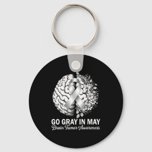 Brain tumour awareness wear grey in may strong key ring