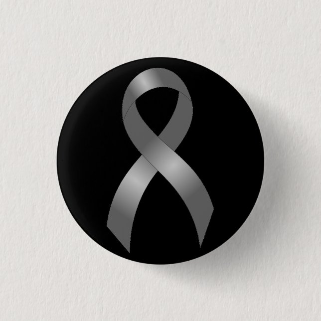 Brain Tumour | Diabetes | Grey Ribbon 3 Cm Round Badge (Front)