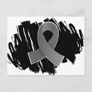 Brain Tumour Grey Ribbon With Scribble Postcard