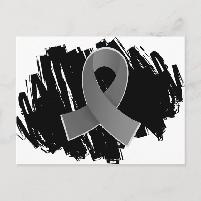 Brain Tumour Grey Ribbon With Scribble Postcard (Front)