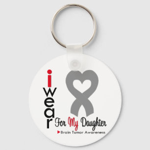 Brain Tumour I Wear Grey Ribbon For My Daughter Key Ring