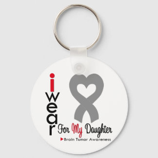 Brain Tumour I Wear Grey Ribbon For My Daughter Key Ring