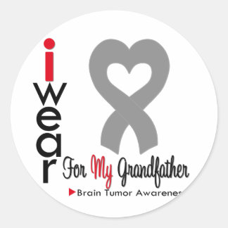Brain Tumour I Wear Grey Ribbon For My Grandfather Classic Round Sticker