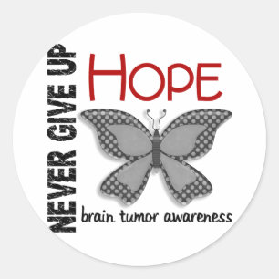Brain Tumour Never Give Up Hope Butterfly 4.1 Classic Round Sticker