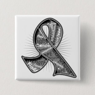 Brain Tumour Slogan Watermark Ribbon 15 Cm Square Badge