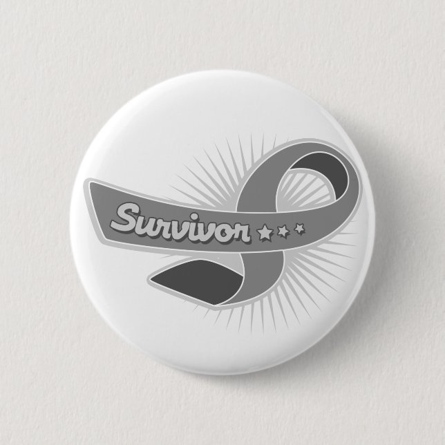 Brain Tumour Survivor Ribbon 6 Cm Round Badge (Front)