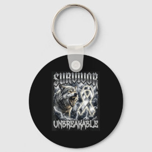 Brain tumour survivor unbreakable wolf bootleg gre key ring