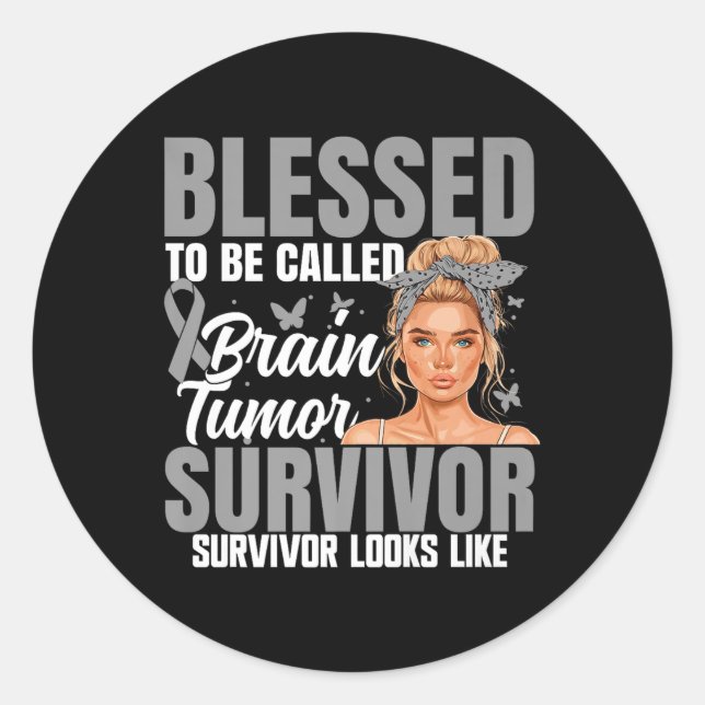 Brain Tumour Survivor Women Glioblastoma Awareness Classic Round Sticker (Front)