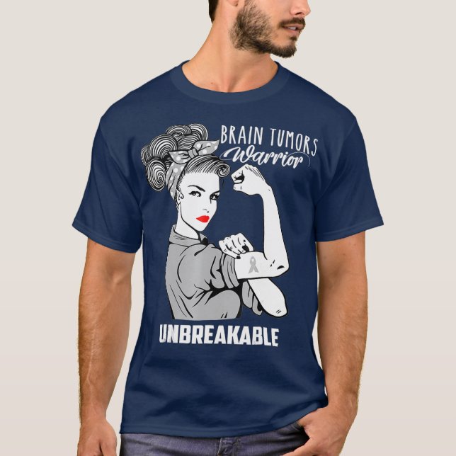 Brain Tumours Warrior Unbreakable  Awareness Gift T-Shirt (Front)