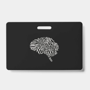 Brain Typography RN Neuroscience ID Badge