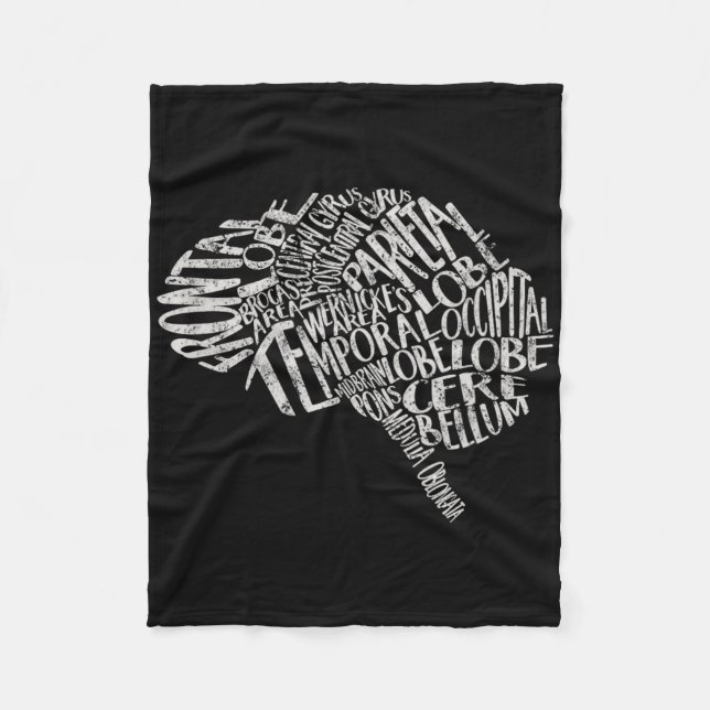 Brain Typography Rn Neuroscience Nurse Neurologist Fleece Blanket (Front)