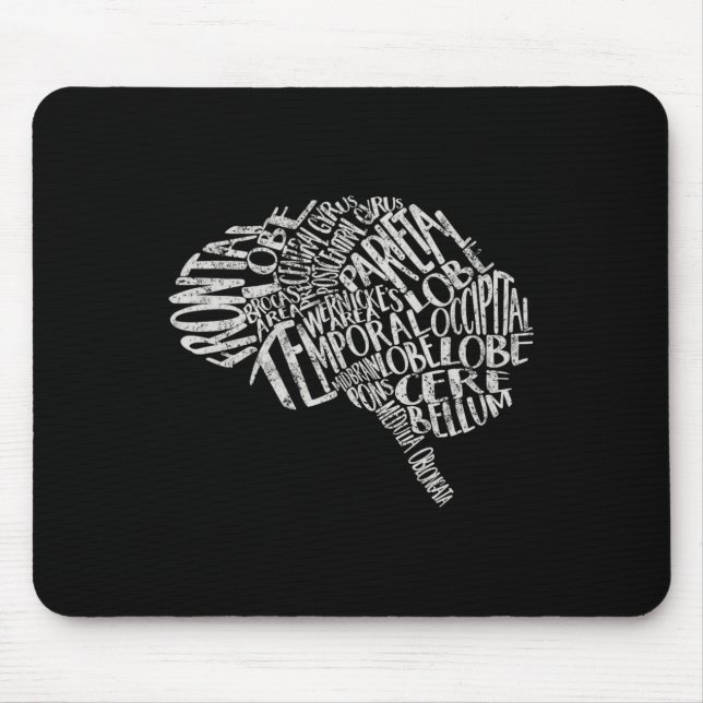 Brain Typography Rn Neuroscience Nurse Neurologist Mouse Mat (Front)