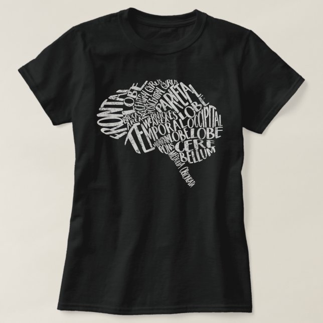 Brain Typography T RN Neuroscience Nurse Neurologi T-Shirt (Design Front)