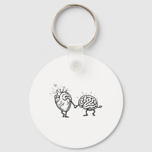 Brain Vs Heart Funny Mental Health Awareness Key Ring