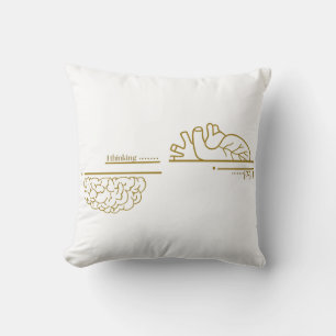 Brain vs Heart Minimalist Line Art Cushion
