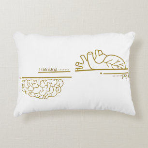 Brain vs Heart Minimalist Line Art  Decorative Cushion